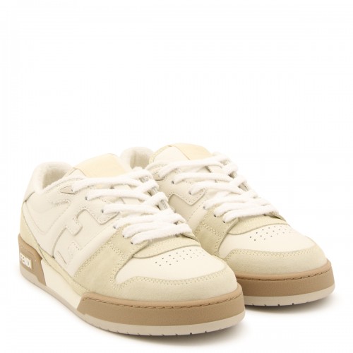 BEIGE LEATHER AND SUEDE SNEAKERS