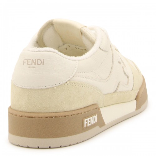 BEIGE LEATHER AND SUEDE SNEAKERS