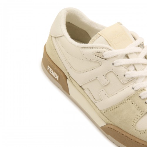 BEIGE LEATHER AND SUEDE SNEAKERS