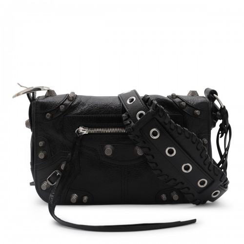 BLACK LEATHER LE CAGOLE XS CROSSBODY BAG