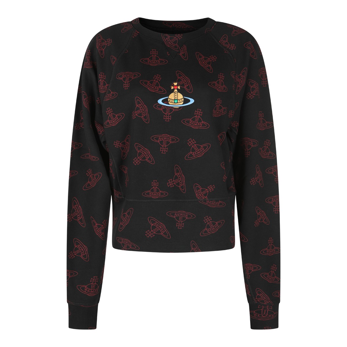 BLACK AND RED COTTON SWEATSHIRT