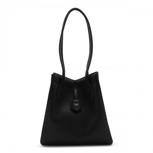 BLACK LEATHER ORIGAMI MEDIUM TOP HANDLE BAG