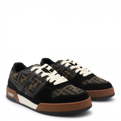 BLACK AND BROWN LEATHER SNEAKERS