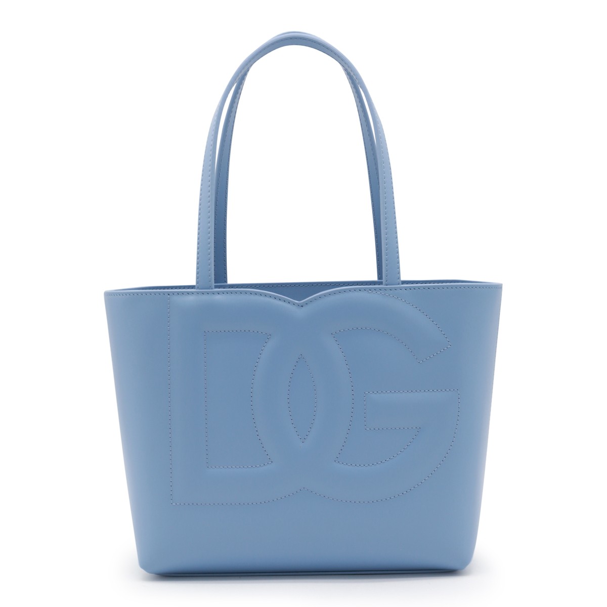 LIGHT BLUE LEATHER TOP HANDLE BAG