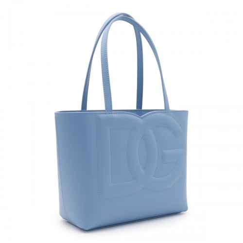 LIGHT BLUE LEATHER TOP HANDLE BAG