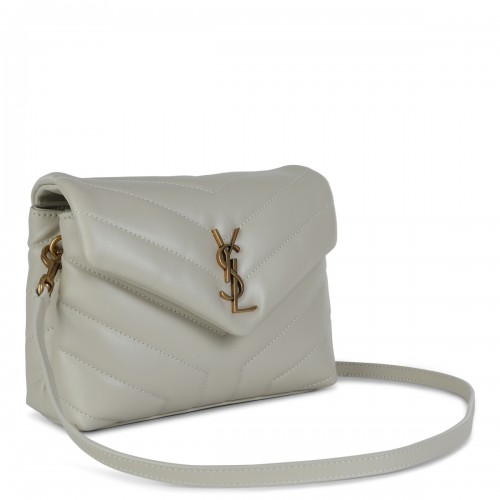 WHITE LEATHER LOULOU SHOULDER BAG