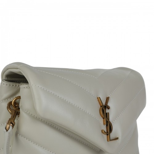 WHITE LEATHER LOULOU SHOULDER BAG