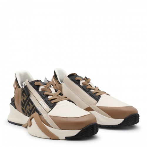 TOBACCO LEATHER FLOW LOW TOP SNEAKERS