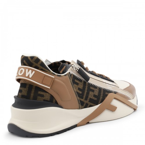 TOBACCO LEATHER FLOW LOW TOP SNEAKERS