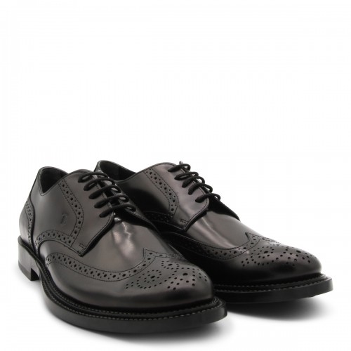 BLACK LEATHER OXFORS SHOES