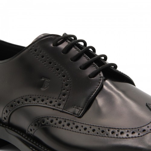 BLACK LEATHER OXFORS SHOES