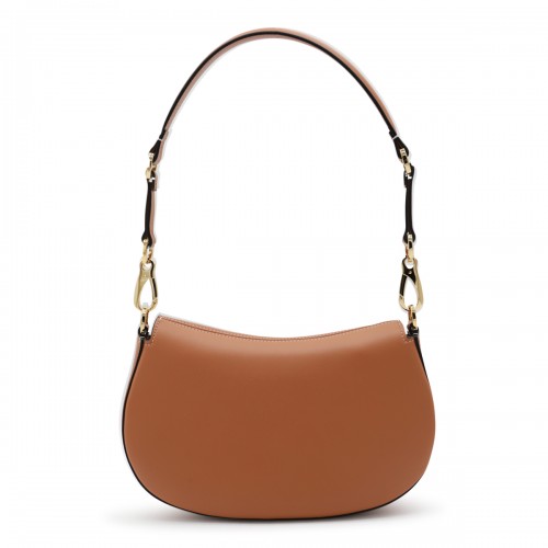 BROWN LEATHER OVHAL SHOULDER BAG