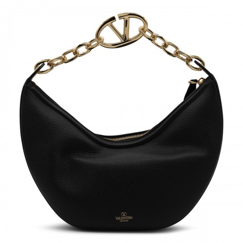 BLACK LEATHER MOON SHOULDER BAG