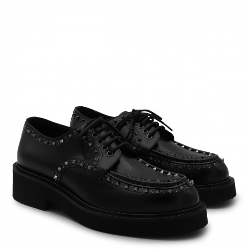 BLACK LEATHER LACE UP SHOES