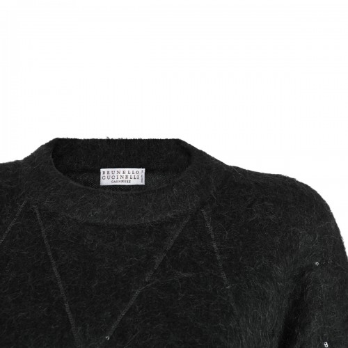 ANTRACITE MOHAIR AND WOOL BLEND SWEATER