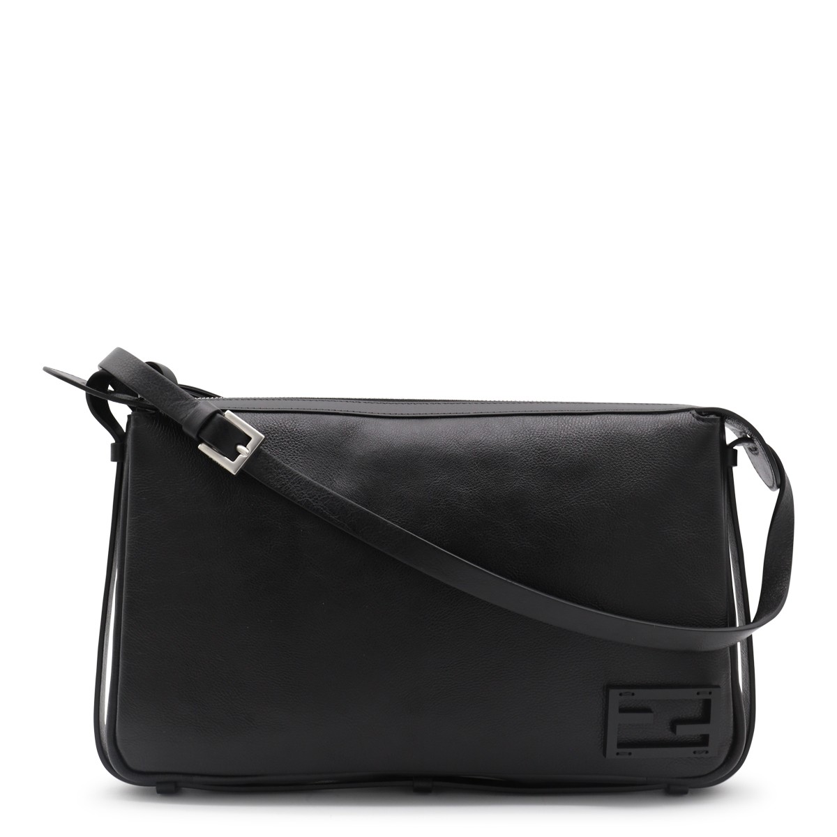 BLACK LEATHER SIMPLY MEDIUM SHOULDER BAG