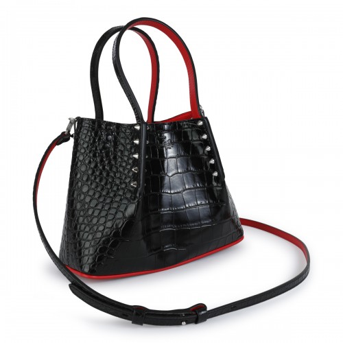 BLACK LEATHER CABAROCK MINI TOTE BAG