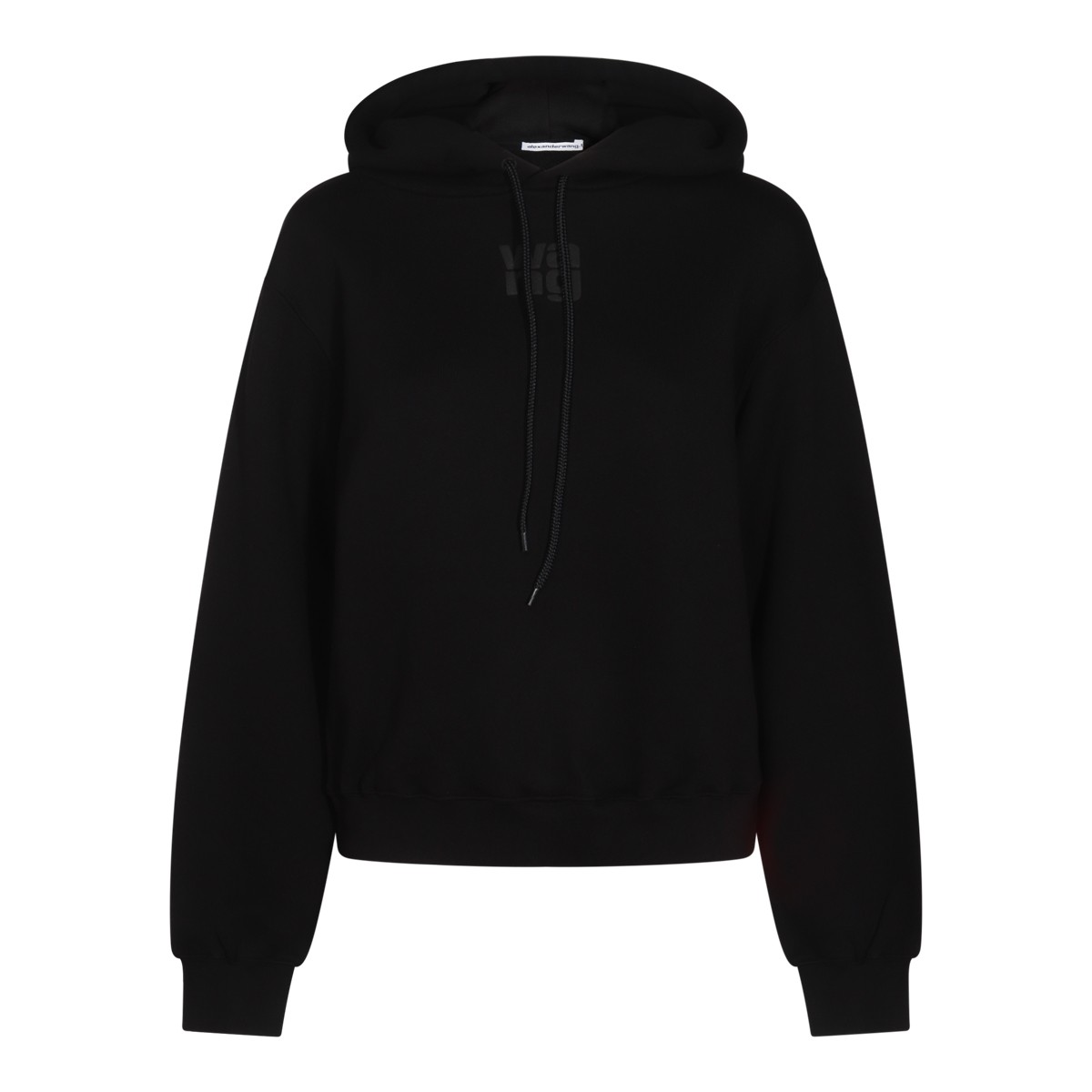 BLACK COTTON TERRY HOODIE SWEATSHIRT