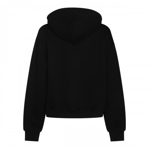 BLACK COTTON TERRY HOODIE SWEATSHIRT