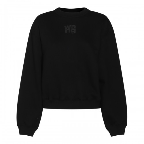 BLACK COTTON TERRY SWEATSHIRT