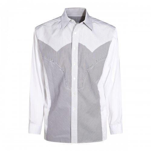 WHITE AND GREY COTTON SHIRT