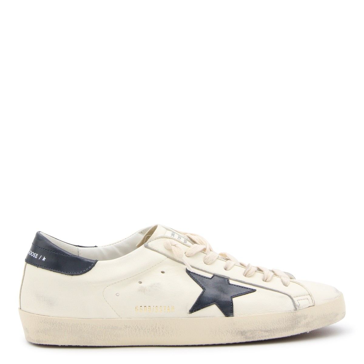 BEIGE AND NIGHT BLUE LEATHER SUPER-STAR DELUXE SNEAKERS