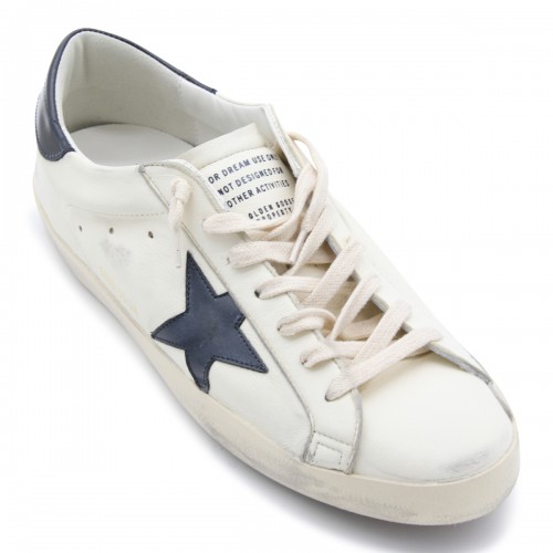 BEIGE AND NIGHT BLUE LEATHER SUPER-STAR DELUXE SNEAKERS