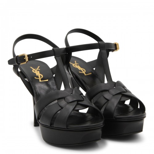 BLACK LEATHER TRIBUTE SANDALS