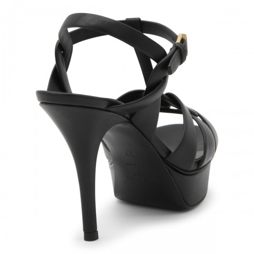 BLACK LEATHER TRIBUTE SANDALS