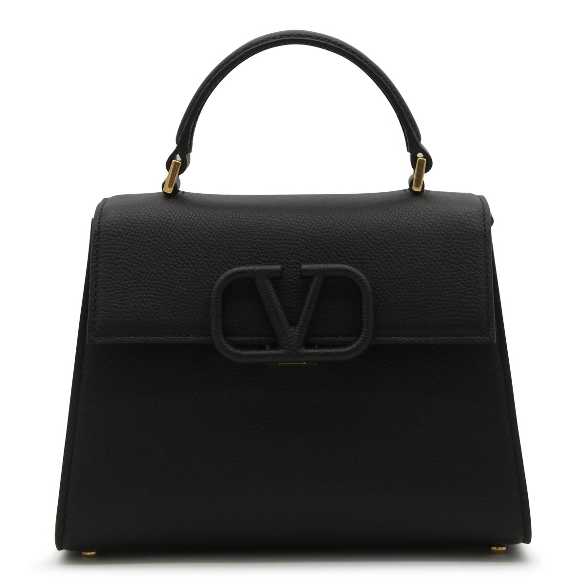 BLACK SMALL V SLING TOP HANDLE BAG