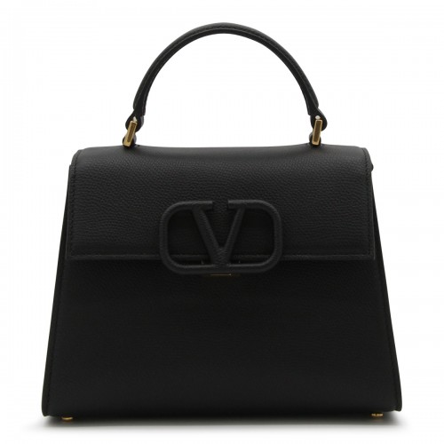 BLACK SMALL V SLING TOP HANDLE BAG