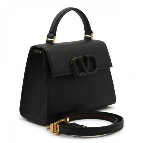 BLACK SMALL V SLING TOP HANDLE BAG