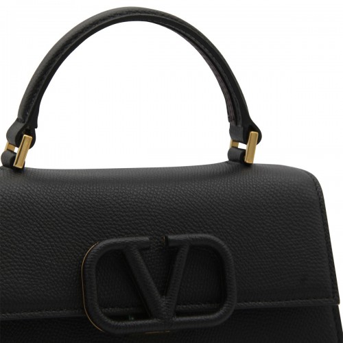 BLACK SMALL V SLING TOP HANDLE BAG