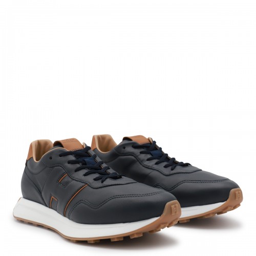 NAVY BLUE LEATHER SNEAKERS