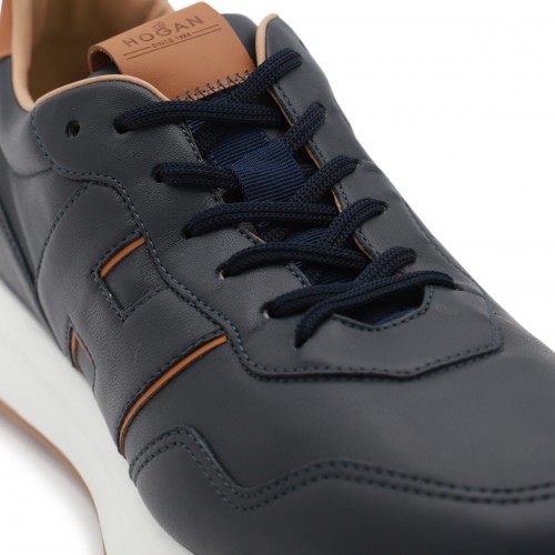 NAVY BLUE LEATHER SNEAKERS