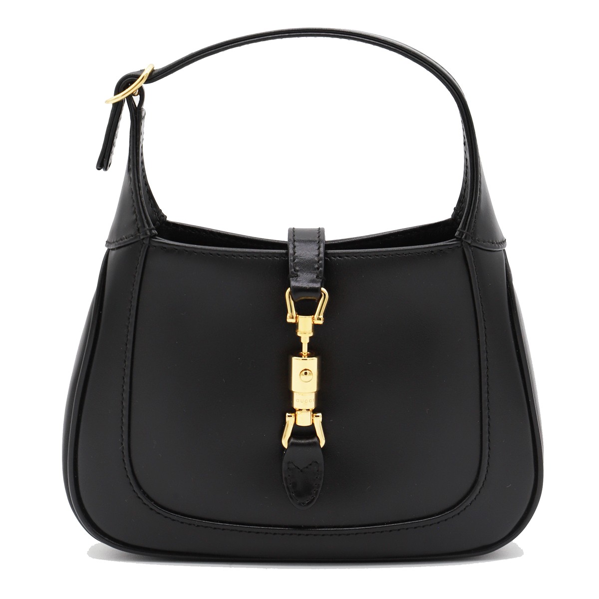 BLACK LEATHER JACKIE SHOULDER BAG