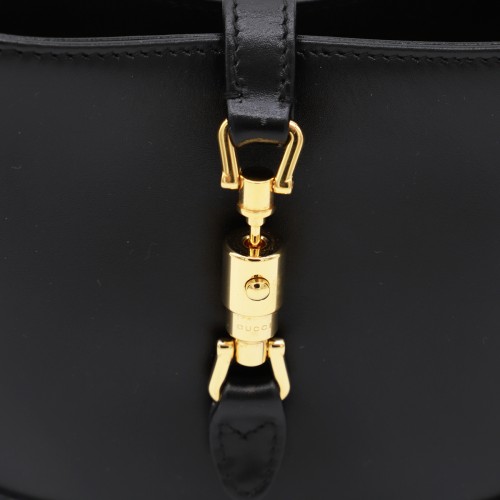 BLACK LEATHER JACKIE SHOULDER BAG