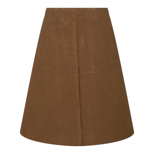 BROWN COTTON MIDI SKIRT