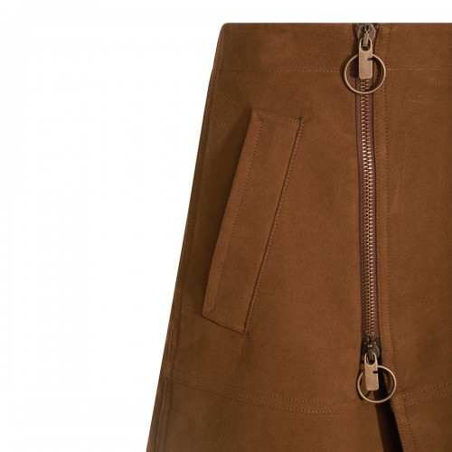 BROWN COTTON MIDI SKIRT