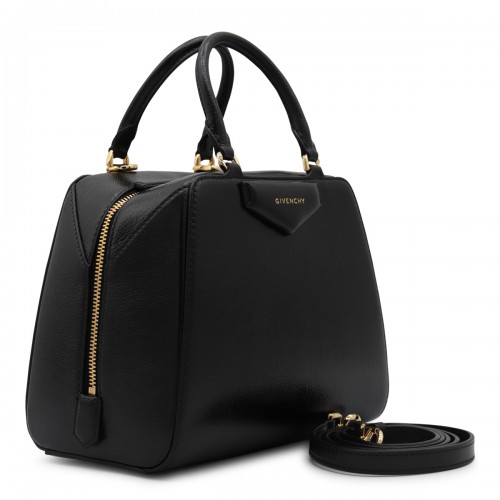 BLACK LEATHER ANTIGONA CUBE TOP HANDLE BAG