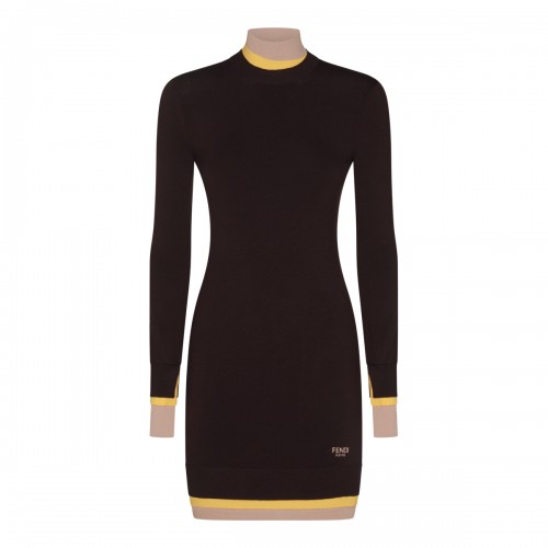 BLACK WOOL MINI DRESS