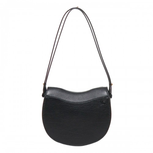 BLACK LEATHER ROCKING HORS CROSSBODY BAG