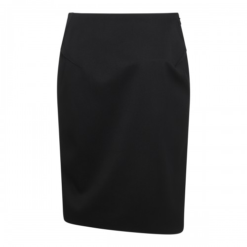 BLACK WOOL MIDI SKIRT