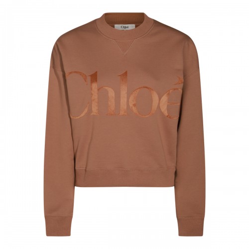 BROWN COTTON SWEATSHIRT