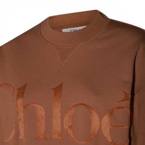 BROWN COTTON SWEATSHIRT