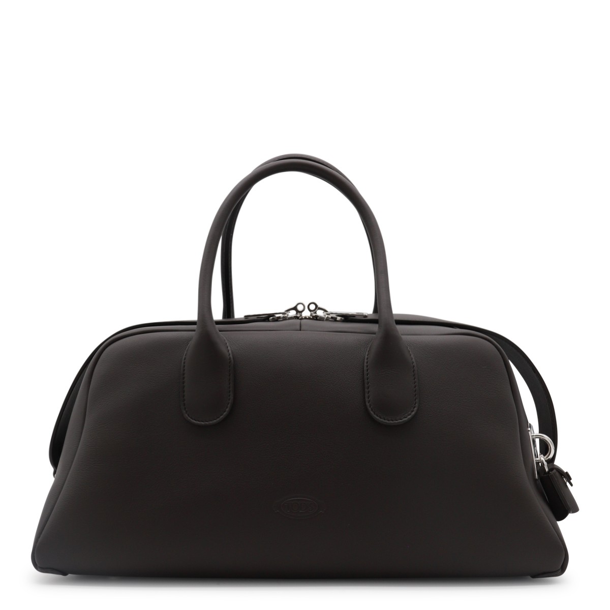 BLACK LEATHER TOP HANDLE BAG