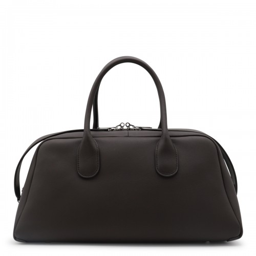 BLACK LEATHER TOP HANDLE BAG