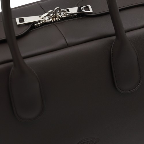 BLACK LEATHER TOP HANDLE BAG