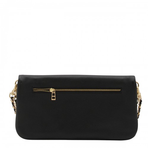 BLACK LEATHER SHOULDER BAG