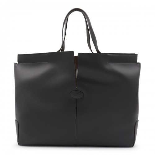 DARK GREY LEATHER TOTE